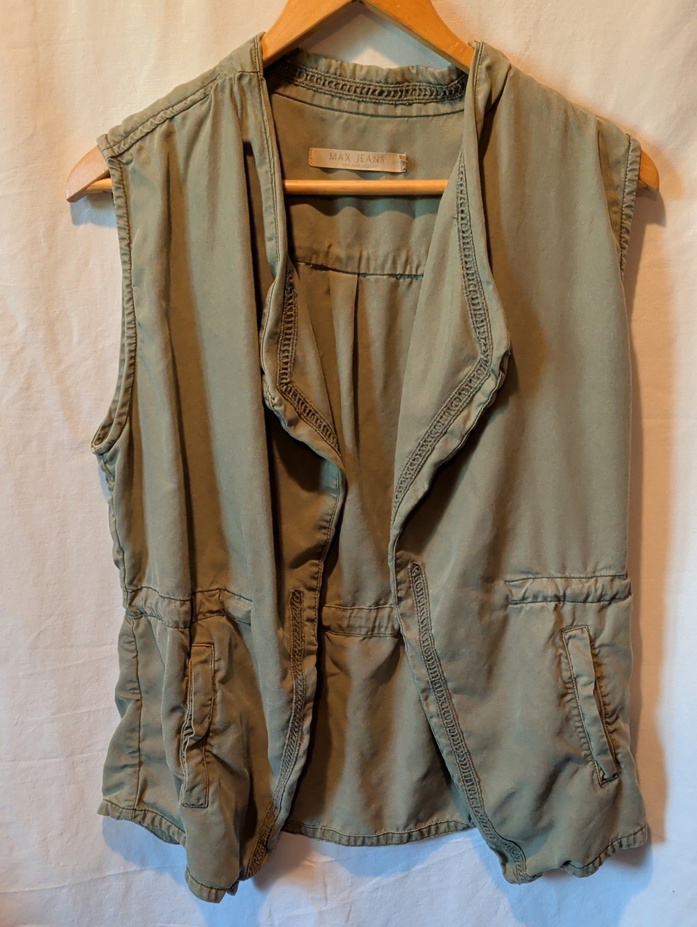 Max Jeans Olive Green Draped Utility Vest
